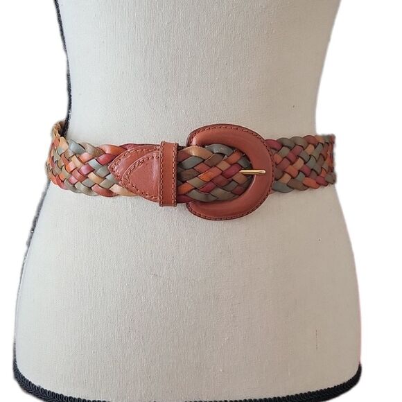 Braided Multicolor Genuine Leather Belt Size Small - Picture 1 of 7